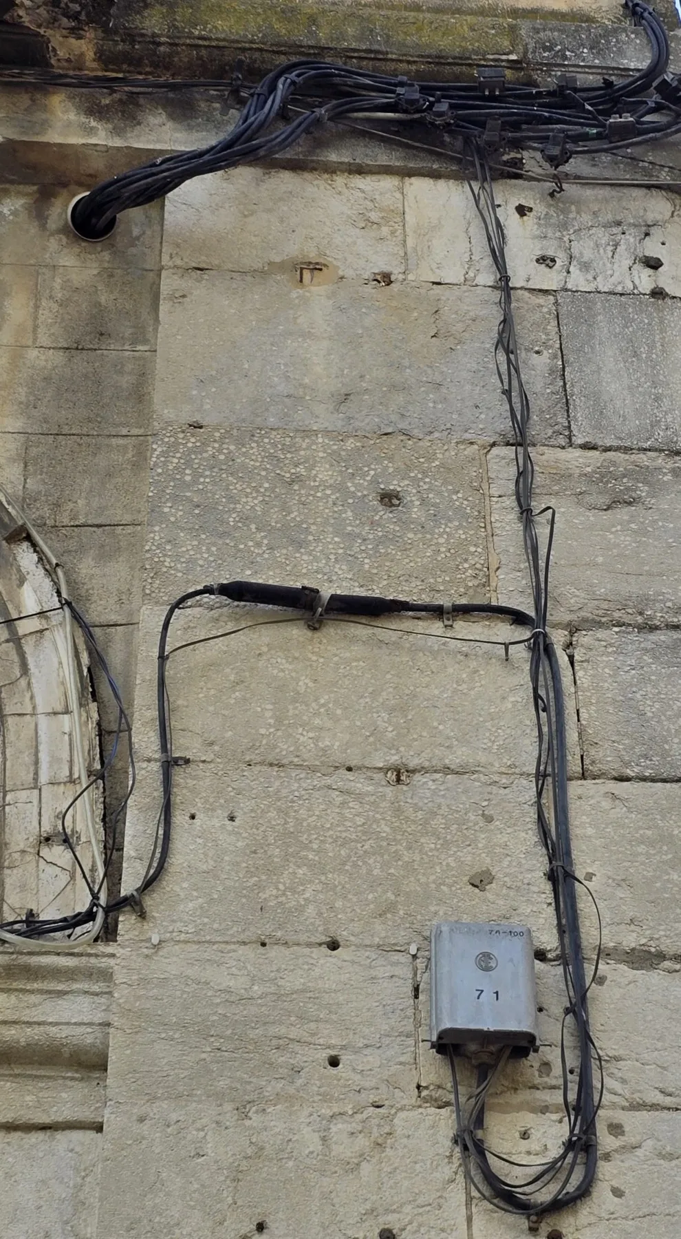 Old building with poor cable management